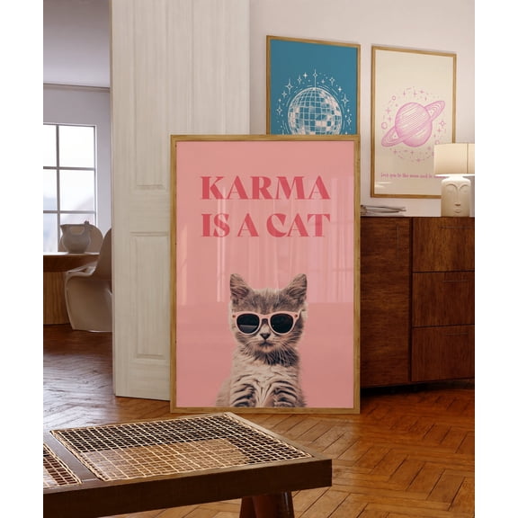 Karma Is A Cat Wall Art Print, Unframed Paper Poster 8x10in