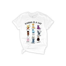 Karma Is a Cat T-shirt, Cat Lover Shirt, Gift for Cat Lover, Music Albums as Books Shirt, Fan Shirt, Music Shirt, Unisex T-shirt