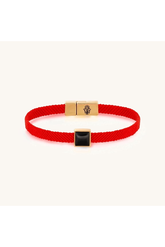 Onyx Red String Bracelet for Men & Women – Magnetic Clasp Bracelet with Black Onyx & Red String for Protection and Luck – Customizable Premium Gift for Him & Her – Size: Large 7.5”