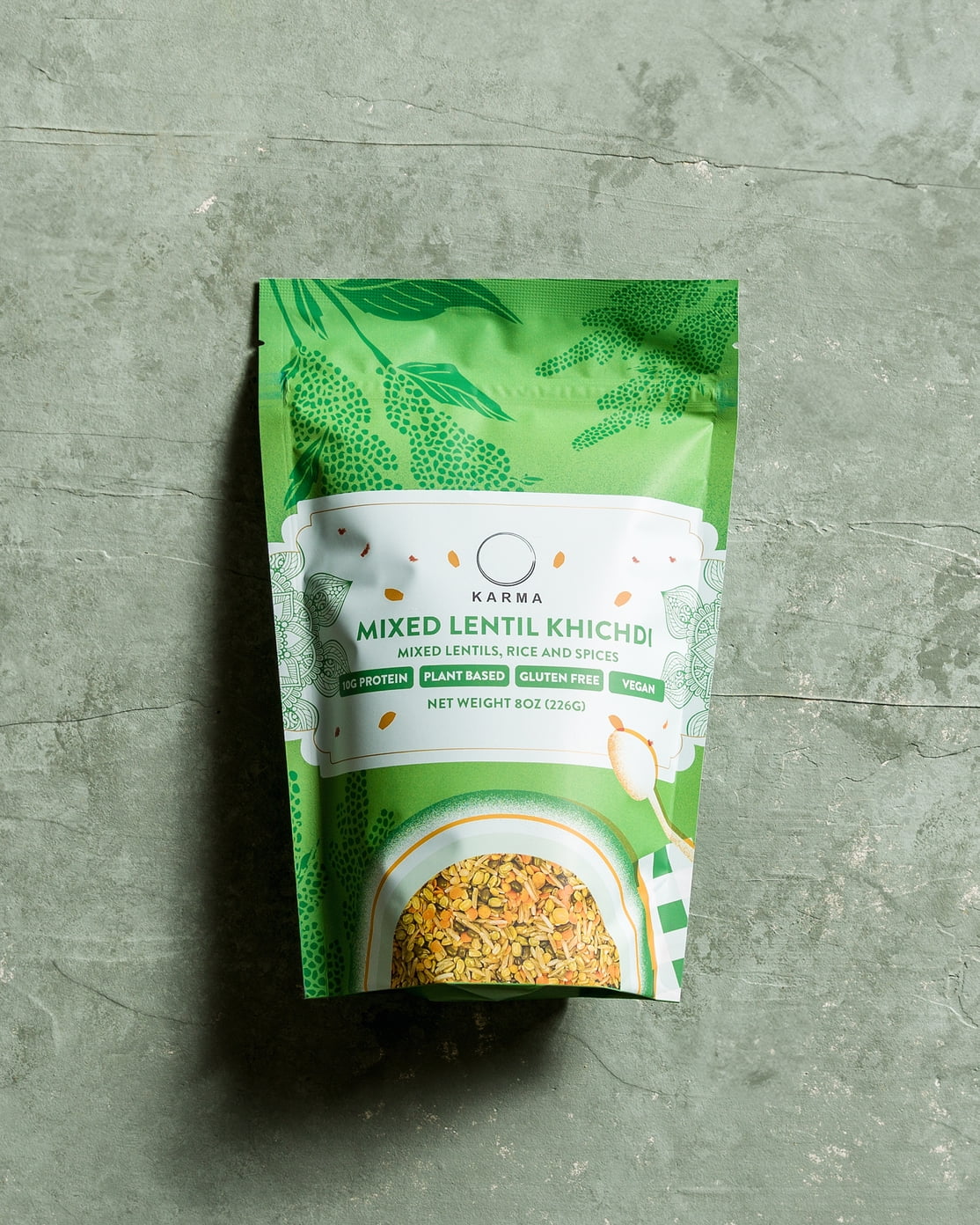 Karma Mix Lentils Moong Dal Khichdi with Organic Rice & Lentils 8 oz, Serves 4 | Easy to Cook Vegan Meal Rich in Proteins, Iron & Dietary Fibers | Spice Mix One Pot Meal with Nutrients & Flavor