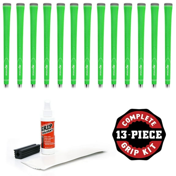 Karma Neion II Grip - Green - 13 pc Grip Kit , Standard Size (with tape, solvent, vise clamp)
