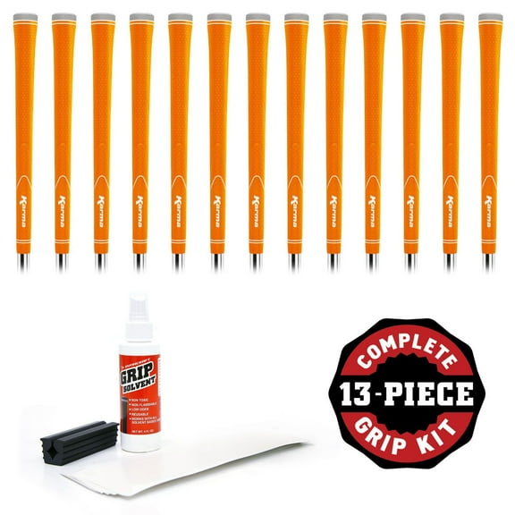 Karma Neion II Grip - Orange - 13 pc Golf Grip Kit, Standard Size (with tape, solvent, vise clamp)