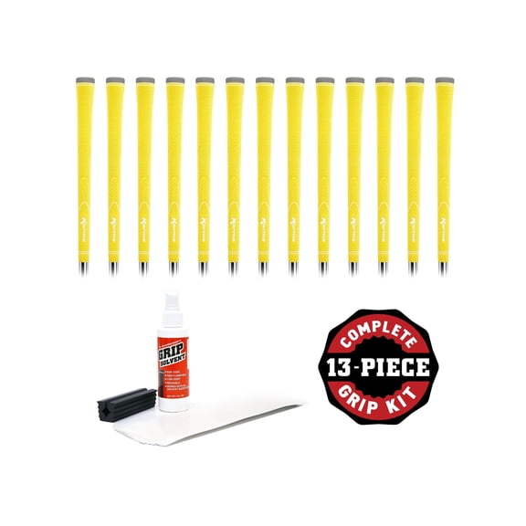 Karma Neion II Yellow Golf Club Grip Kit (13 Standard Grips, Solvent & Tape) -