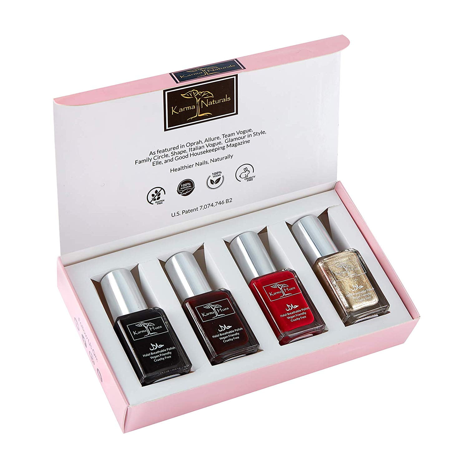 Karma Organic Beautiful Halal Certified Nail Polish Gift Set- Truly Breathable Cruelty Free and Vegan - Oxygen Permeable Wudu Friendly Nail Enamel (Dusk and Shimmer)