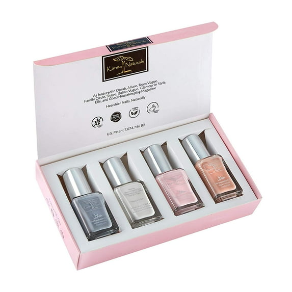 Karma Organic Beautiful Halal Certified Nail Polish Gift Set- Truly Breathable Cruelty Free and Vegan - Oxygen Permeable Wudu Friendly Nail Enamel (Pure Bliss)