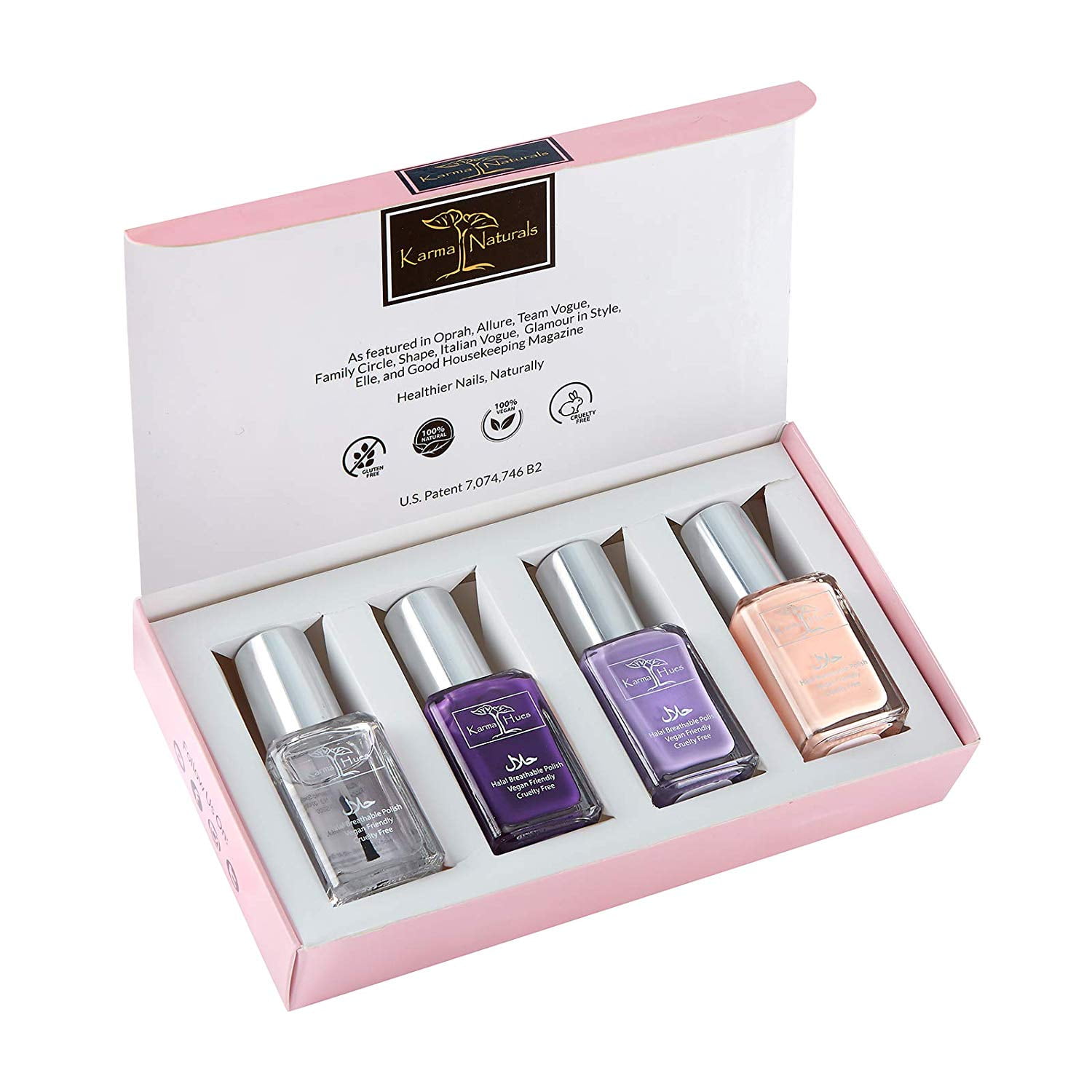 Karma Organic Beautiful Halal Certified Nail Polish Gift Set- Truly Breathable Cruelty Free and Vegan - Oxygen Permeable Wudu Friendly Nail Enamel (Touch of Lavender)