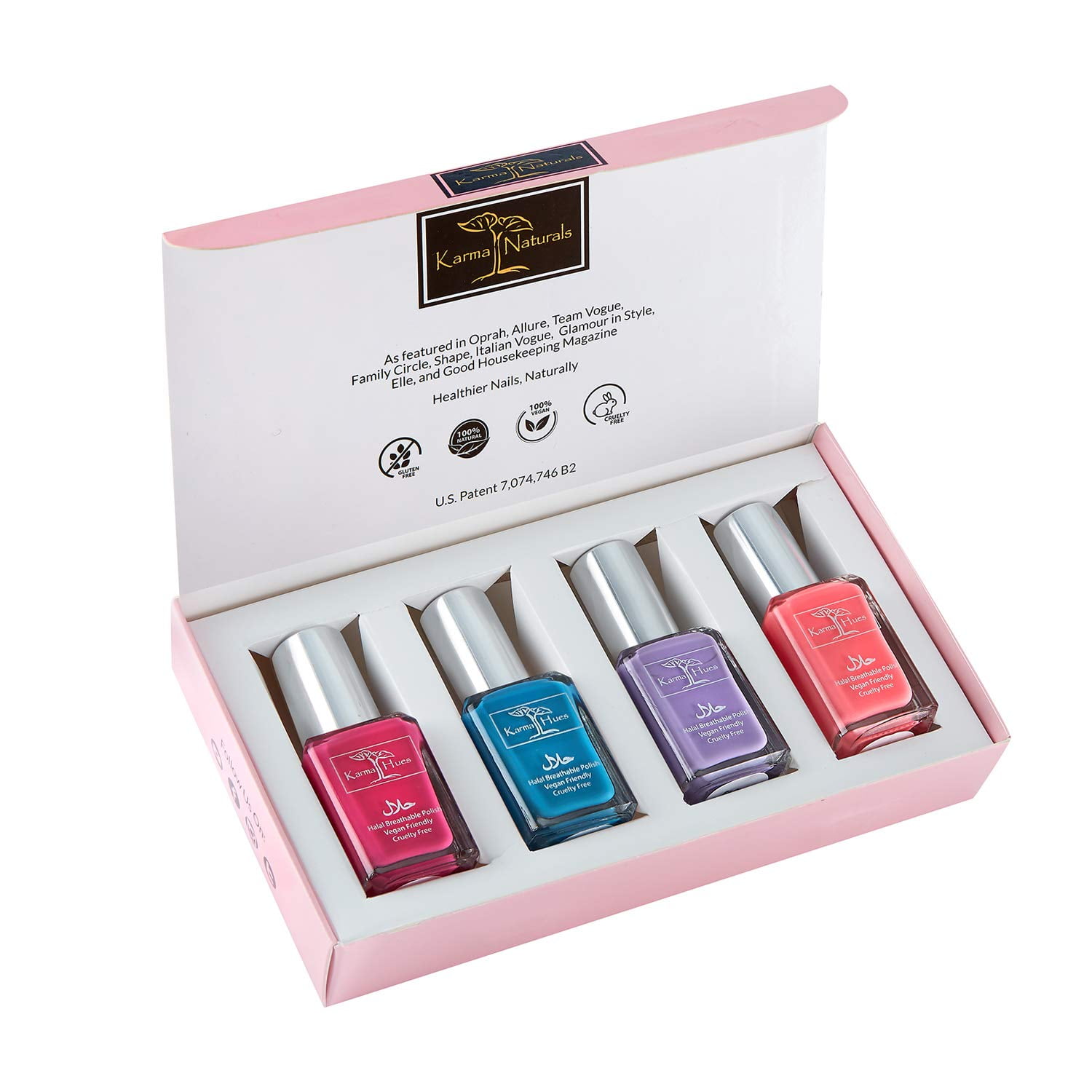 Karma Organic Beautiful Halal Certified Nail Polish gift set- Truly Breathable Cruelty Free and Vegan - Oxygen Permeable Wudu Friendly Nail Enamel (Oasis)