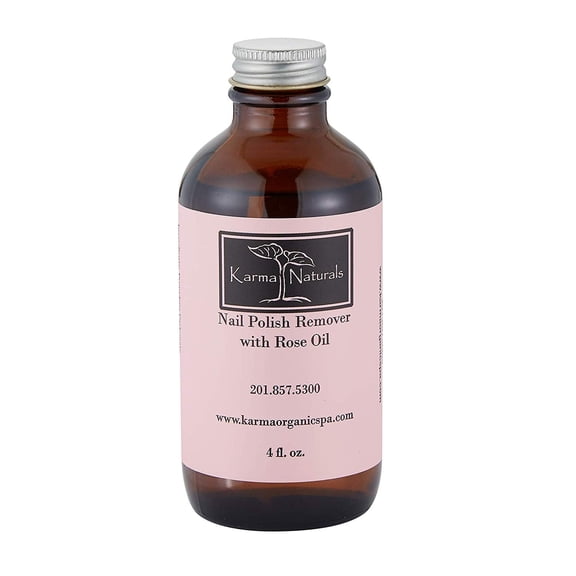 Karma Organic Nail Polish Remover – Rose Oil – Non-Toxic, Acetone-Free – Vegan & Cruelty-Free – 4 fl oz