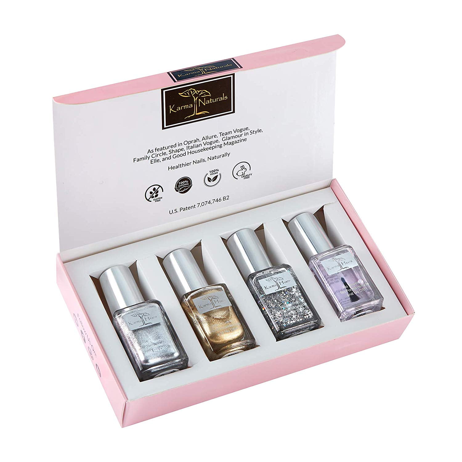 Karma Organic Surprise Beautiful Natural Nail Polish Gift Pack-Non-Toxic Nail Art, Vegan and Cruelty-Free Nail Paint (New York Silver and Gold)