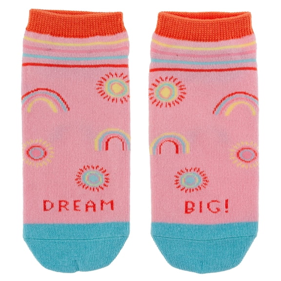Karma Pink and Blue Ankle Socks - Cute and Funny Socks for Women - Bright and Colorful Designs - One Size Fits Most - Pink and Blue