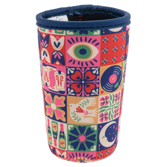 Karma, Reusable Iced Coffee Insulator, Neoprene Cold Cup Beverage Sleeve 16-20OZ, Large, Tiles