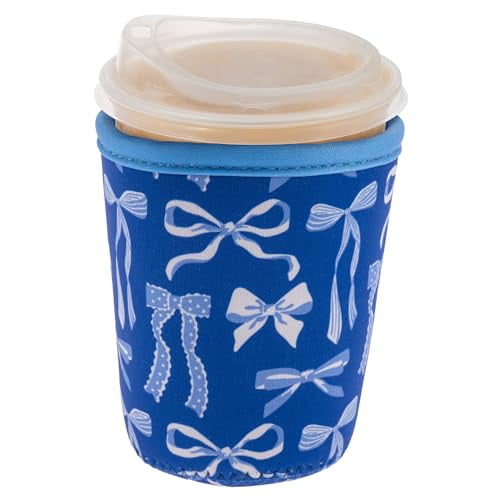 Karma, Reusable Iced Coffee Insulator, Iced Coffee & Cold Soda Insulated Neoprene Cold Cup Beverage Sleeve 16-20OZ, Small, Bows
