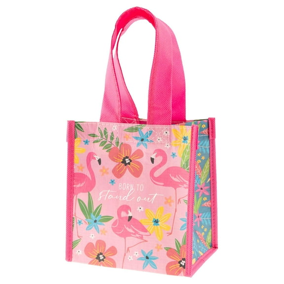 Karma Reusable Small Gift Bags, Tote and Gift Bag with Handles, Perfect for Birthday Gifts and Party, Flamingo