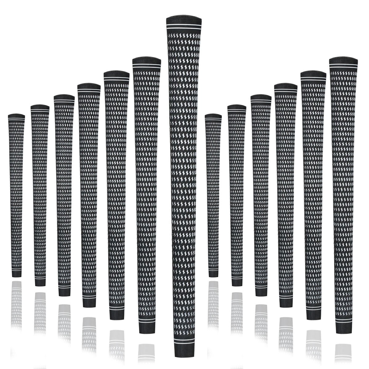 Karma Revolution Black/White Midsize (+1/32") 13 Piece Golf Grip Bundle