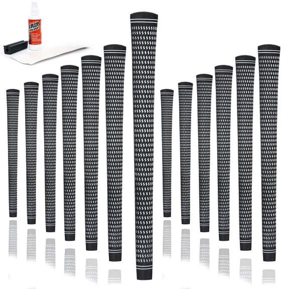 Karma Revolution Black/White Standard Size 13 Piece Golf Grip Kit with Tape, Solvent, Shaft Clamp