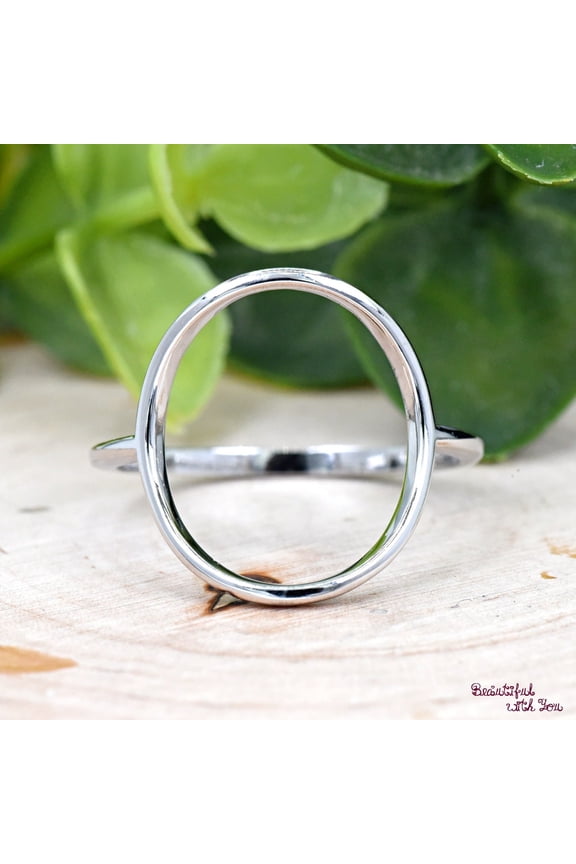 Karma Ring, 16mm Big Open Circle Ring, O Ring Silver, 925 Sterling Silver Curved Circle Concave Ring, Womens Fashion Ring, Minimalist Ring Ring Size-4.5