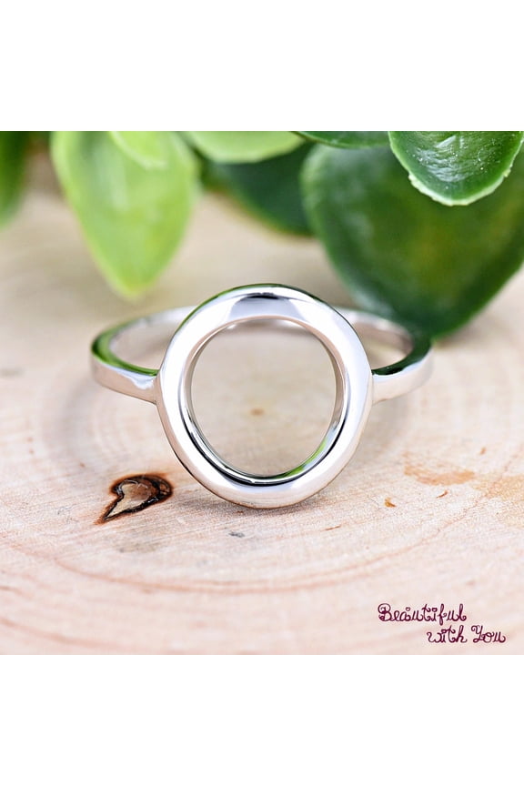 Karma Ring, Open Circle O Ring, Open Circle Ring Silver, 925 Sterling Silver Trendy Ring, Womens Silver Ring, Statement Ring Ring Size 4