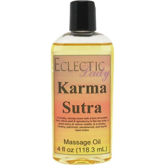 Karma Sutra Massage Oil by Eclectic Lady, 4 oz, Sweet Almond Oil and Jojoba Oil