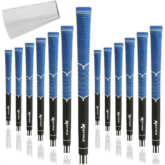 Karma V Cord Golf Grips, Black/Blue Men’s Standard 13 Piece Set with 13 Tape Strips