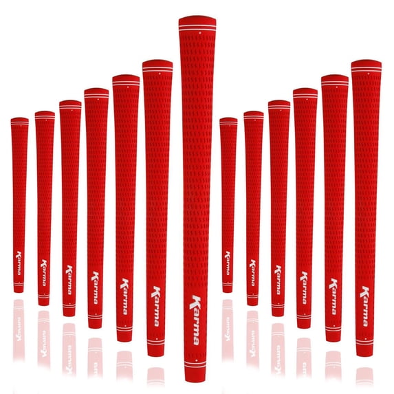 Karma Velour 13 Piece Golf Grip Set, Red Standard Size Rubber Velvet Style Replacement Golf Club Grips for Men