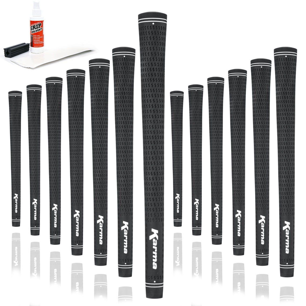 Karma Velour Black Ribbed - 13 piece Golf Grip Kit (with tape, solvent, vise clamp)