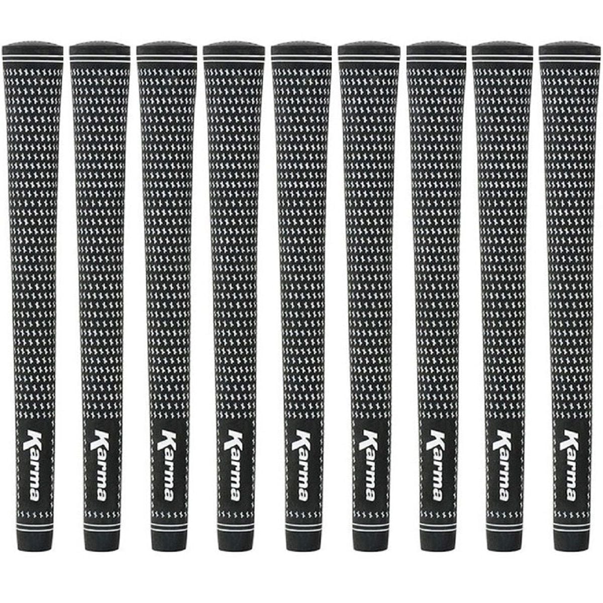 Karma Velour Black/White Jumbo Plus (+1/8") Golf Grips (9 Pack)