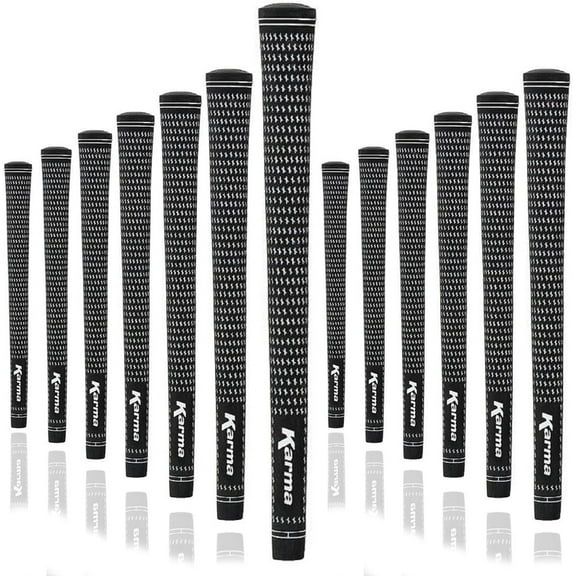 Karma Velour Black/White Mens Midsize Golf Club Grips (13 Piece Set), +1/32 Oversized