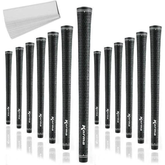 Karma Velour Full Cord Golf Grips, Black Men’s Standard 13 Piece Set with 13 Tape Strips