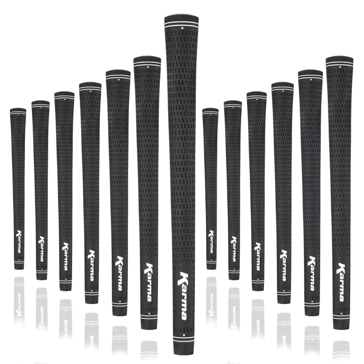 Karma Velour Midsize Black (+1/32) 13 Piece Golf Grip Bundle
