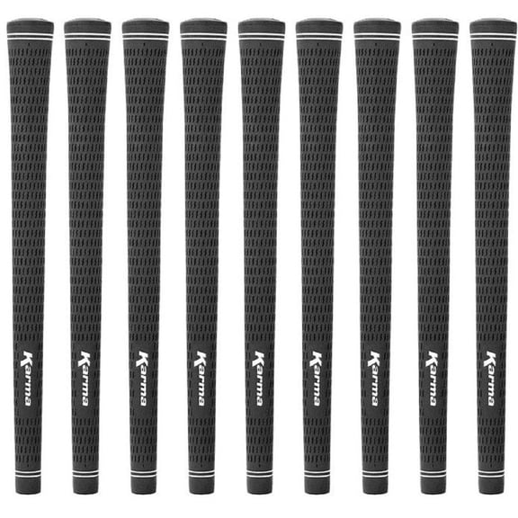 Karma Velour Standard Black Ribbed 9 Piece Golf Grip Bundle