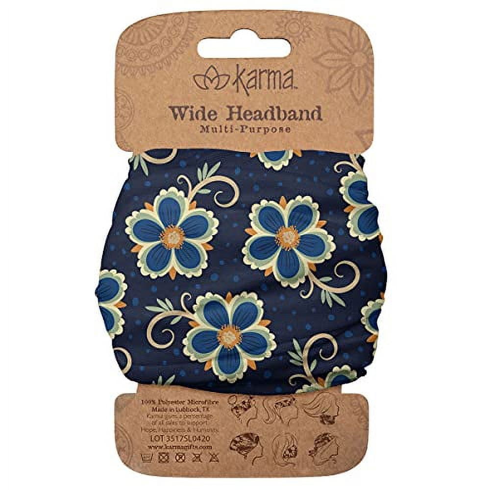 Karma Medium Headband Fascia Per Capelli In Microfibra – Motivo Floreale Con Spacco – Taglia Unica - 2