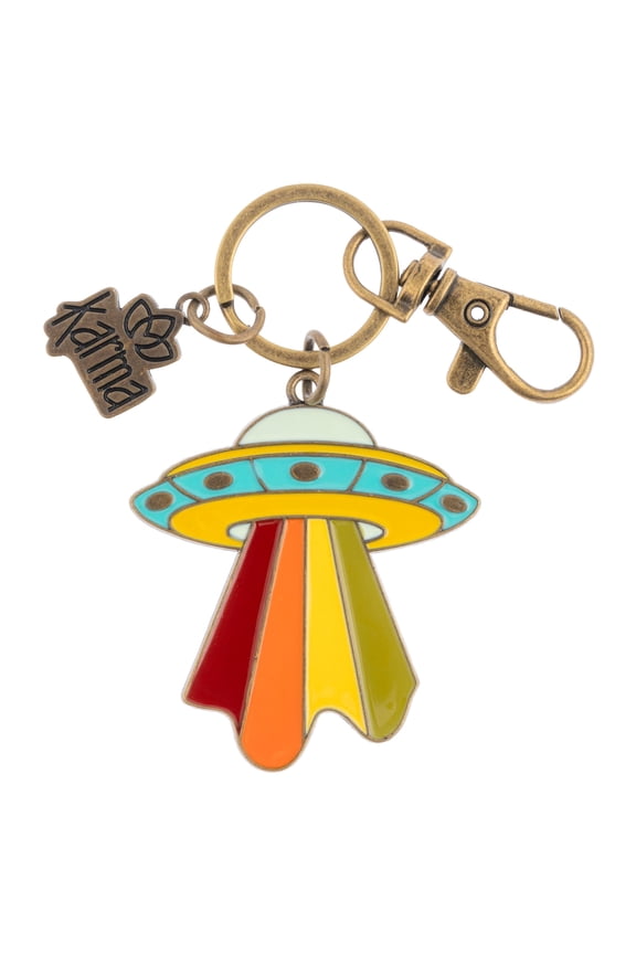 Karma, Women Enamel Keychains, Womens Enamel Keychain for Gifts Purse Bag Accessories, UFO