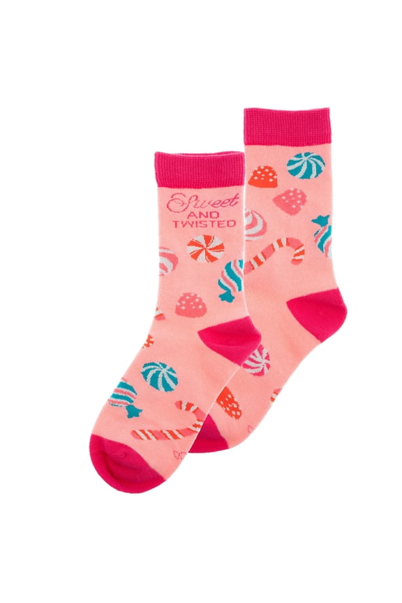 Karma, Womens Soft Holiday Socks, Christmas Stocking Stuffer Crew Socks, Festive Novelty and Fun Socks for Women, One Size Fits Most - Candy