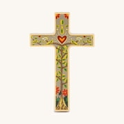 Karma and Luck Ceramic Wall Cross 8 Inch Hand Painted Cross Wall Decor Faith Love Symbol Home Accent Gift