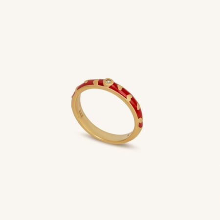 Karma and Luck Gold Heart Ring for Women Size 7, 18K Gold Plated Silver CZ Crystal Love Symbol Jewelry Gift