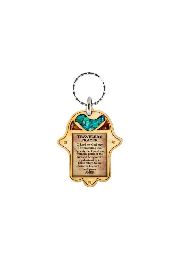 Hamsa Traveler Keychain 2.2 Inch Multi Stone Prayer Key Chain Spiritual Travel Gift