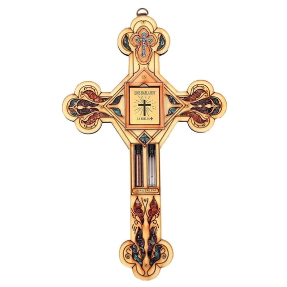 Karma and Luck Spanish Cross Wall Blessing 11 Inch Multi Stone Christian Wall Decor Holy Land Gift