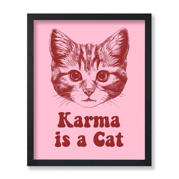 Karma is a Cat Poster Retro Cat Preppy Trendy Modern Minimal Quotes, Home Decor