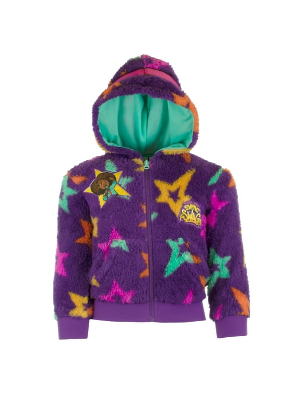 Karma's World Girls Sherpa Hoodie, Karma's World Zip-Up Hooded Sweatshirt for Girls (Sizes 4-16)