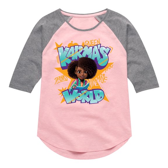Karma's World - Graffiti Art  - Toddler And Youth Girls Raglan Graphic T-Shirt