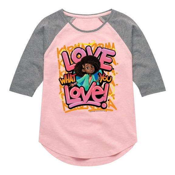 Karma's World - Love What You Love - Toddler And Youth Girls Raglan Graphic T-Shirt