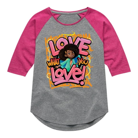 Karma's World - Love What You Love - Toddler And Youth Girls Raglan Graphic T-Shirt