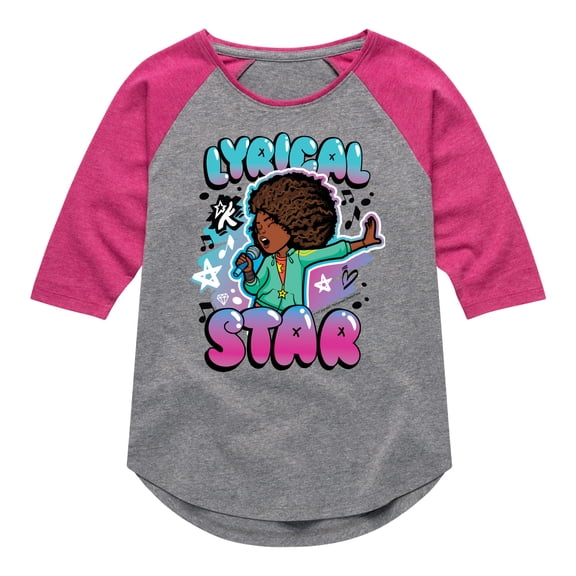 Karma's World - Lyrical Star Graffiti Style - Toddler & Youth Girls Raglan Graphic T-Shirt