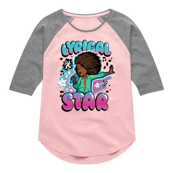 Karma's World - Lyrical Star Graffiti Style - Toddler & Youth Girls Raglan Graphic T-Shirt