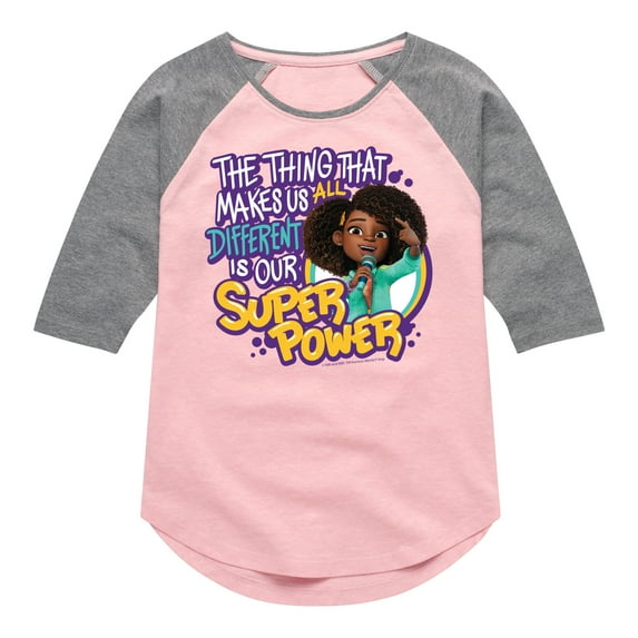 Karma's World - Our Super Power - Toddler And Youth Girls Raglan Graphic T-Shirt