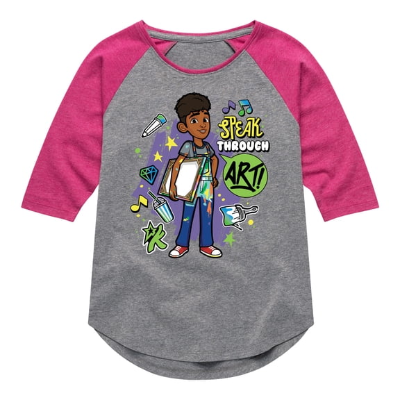 Karma's World - Speak Through Art - Winston - Toddler & Youth Girls Raglan Graphic T-Shirt