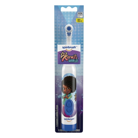 Karma's World Spinbrush Kids Electric Toothbrush, Battery-Powered, Soft Bristles, Ages 3+