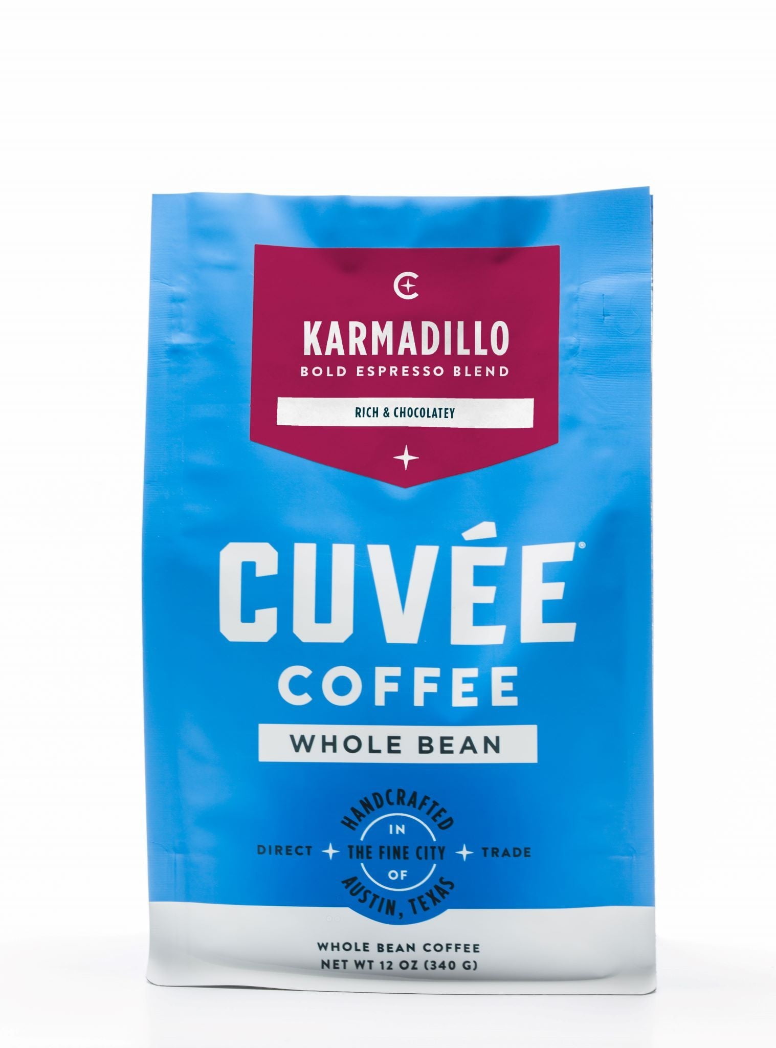 Cuvee Karmadillo Espresso Blend Whole Bean Coffee, Medium Roast, 12 oz