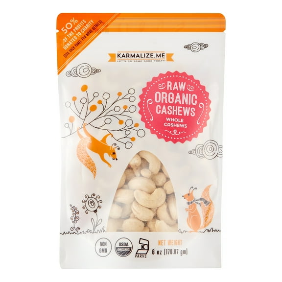 Karmalize.Me Organic Raw Cashews, 6 Oz