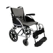 Karman, Ergonomic Transport Wheelchair, Model S-Ergo 115TP, Fixed Wheel, Frame Color Pearl Silver, Swing In & Away footr